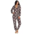 Normann Pyjama Damen Schlafanzug Einteiler Jumpsuit Overall Sterneoptik grau 48/50