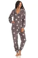 Toller Damen Schlafanzug Einteiler Jumpsuit Overall - Sterneoptik - 291 267 97 961, Farbe:grau, Größe2:48/50