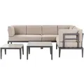 Lounge Set Grau U. Beige Aluminium Mit Auflagen Zwei Tische Für 6 Personen Garten Terrasse Balkon