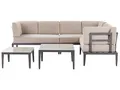 Beliani Modernes Outdoor-Lounge-Set Aluminium grau/beige für 6 Personen modern Rima III