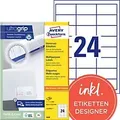 AVERY Zweckform Abziehhilfe QuickPEEL,ultragrip Universaletiketten 3658 Selbstklebend DIN A4 Weiß 64,6 x 33,8 mm 100 Blatt à 24 Etiketten