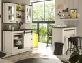 Küche mit Theke "Stove" in weiß Pinie Küchenschrank Set 6-teilig
