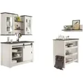 Furn.Design Küchen-Set, Weiß, Anthrazit, Holzwerkstoff, Glas, Metall, Nachbildung,Nachbildung,Pinie, Uni, einzeln stellbar,Küche mit Bartisch/Theke, 133x106x64 cm, FSC 100%, Küchen, Miniküchen