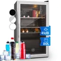 Kühlschrank Minibar Getränkekühlschrank Silber Edelstahl Glasstür 80L