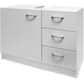 Waschbeckenunterschrank Neapel 3 Schubladen 63x30x54cm Weiß Tür Badezimmer Unterschrank Waschbecken Waschtisch - Casaria