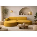 Kaiser Möbel Ecksofa mit runden Abschlüssen aus Cordstoff – MODENA STUDIO, modernes Sofa, Gelb Links - Gelb