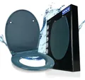 WENKO Premium WC SITZ SAMOS Slate Absenkautomatik Klo Brillen Toiletten Deckel