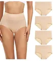 wirarpa Damen Unterhosen Baumwolle Slips Damen Hoher Taille Atmungsaktive Taillenslip Wochenbett Unterwäsche Mehrpack Größen 32-58, Hautfarbe, X-Large (46/48)