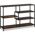 Relaxdays Standregal Stahl MDF Dunkelbraun Schwarz 79 cm x 115 cm x 33 cm