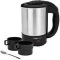 Clatronic® Wasserkocher klein 0,5L | Reisewasserkocher inkl. 2 Tassen, Reisebeutel und Löffel | Mini Wasserkocher | Camping Wasserkocher | WKR 3624 - Silber
