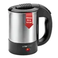 Clatronic® Wasserkocher klein 0,5 Liter | Reisewasserkocher inkl. 2 Tassen, Reisebeutel und Löffel | Edelstahlgehäuse | Mini Wasserkocher | 1000W | Camping Wasserkocher | WKR 3624