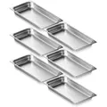 VEVOR 6er-Pack Hotelpfannen, Dampfpfanne in voller Größe mit Anti-Stau-Funktion, 0,8 mm dicke Edelstahl-Dampftischpfanne für Restaurants, 2,5 Zoll tiefe kommerzielle Tischpfanne, Catering-Aufbewahrungspfanne für Lebensmittel, für Industrie und Wissenschaft