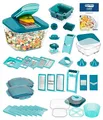 Genius Nicer Dicer Chef Professional Deluxe Gemüseschneider manuell 39-tlg, Gemüsehobel mit 5.2L Behälter und 2.8L Glassschüssel Deckel, Spiralschneider Pommesschneider Küchenhelfer
