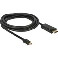 Delock HDMI / Mini-DisplayPort Anschlusskabel Mini DisplayPort Stecker, HDMI-A Stecker 3 m Schwarz 83700 vergoldete Steckkontakte, dreifach geschirmt
