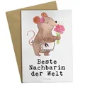 Mr. & Mrs. Panda babykarte Maus Beste Nachbarin der Welt - Geschenk, Nachbarn, Grußkarte, osterkarten, einladungskarten, hochzeitskarten, Dankeschön, Klappkarte, Freundin, Geschenkidee, Nachbarschaft
