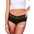 Taynie Periodenslip Deluxe - Periodenunterwäsche mittelstarke Blutung - Damen (1-St., 1er-Pack) Auslaufsichere Periodenunterwäsche / Periodenslip aus Bio Baumwolle schwarz 48