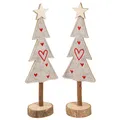 Tannenbaum aus Filz Deko Herzen Grau Rot 28cm Set 4 - Weihnachtliche Deko, 4