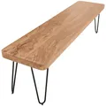 FineBuy Massive Sitzbank 160 cm Harlem Akazie Holz Bank für Esstisch massiv, Küchenbank Massivholz, Essbank ohne Lehne für Esszimmer Braun