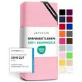 Jacobson Jersey Spannbettlaken Spannbetttuch Baumwolle Bettlaken (XL 90x200-100x220 cm, Rosa)