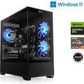 Gaming PC M12980H / AMD Ryzen 7 5700X, 8x 3400 MHz / NVIDIA RTX5060 / 32 Go DDR4 RAM / M.2 SSD 1000 GB - Windows 11 Home - Schwarz