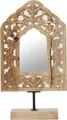 Marrakesch Schminkspiegel für den Schminktisch aus Holz 38cm groß | Boho Standspiegel klein Akaash -1- | Orientalische Make Up Spiegel Kosmetikspiegel als Schlafzimmer Wohnzimmer oder Zimmer Deko