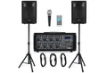 McGrey BP-215 Bandpack PA-Anlage Lautsprechersystem (Bluetooth, 150 W, inkl. 4-Kanal Powermixer - USB/SD-Slot - Mikrofon, Kabel & Stative)