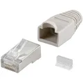 Netzwerk-Stecker 100 MHz RJ45 8-polig Schirm+Tülle grau