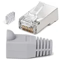 RJ45 Stecker CAT6e geschirmt Modular Crimp Patchkabel Netzwerk 8P8C Tülle grau