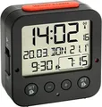 TFA Dostmann Digitaler Funk-Wecker mit Temperatur BINGO, Digitaler Wecker, Quadratisch, Schwarz, Kunststoff, -10 - 50 °C, Akku