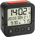 TFA Dostmann Bingo Funk Wecker Digital Licht Temperatur Datum schwarz rot