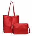 ITALYSHOP24 Schultertasche SET 2in1 Damen Tasche Umhängetasche XXL Shopper, Leichtgewicht Hobo + Crossbody Bag / Schmucktasche