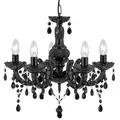 Searchlight Kristall-Hängeleuchte Marie Therese, Schwarz, Metall, Kunststoff, Glas, 48x120x48 cm, Lampen & Leuchten, Innenbeleuchtung, Hängelampen, Kronleuchter