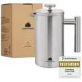 GRØNENBERG French Press Kanne 0,35 - 1 Liter l Edelstahl Kaffeebereiter mit Thermo Effekt, 1l Kaffeekanne, Kaffeepresse inkl. 3 Ersatz-Filter 1 l