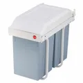 Hailo Einbaumülleimer Multi-Box duo L, Abfalleimer, Stahlblech, Weiß, 2 x 14 L