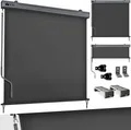 tillvex® Senkrechtmarkise 140x250 cm Anthrazit für Außen- und Innenbereich | Außenrollo wasserfest mit Handkurbel für Balkon, Terrasse & Garten | Balkonrollo Sonnenschutz aus Aluminium | Rollo Sichtschutz