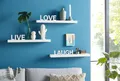 Deko-Wandregal "Live - Love - Laugh", (Set, 3 St 3-tlg. Set), Dekoregal, Wanddeko, mit Schriftzug weiß B/H/T: 60 cm x 10,5 cm x 10 cm