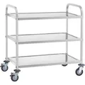 Royal-Catering Servierwagen RCSW-6.2, silber, aus Edelstahl, 3 Etagen, mit Feststellbremse, 55 x 96 x 101 cm