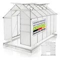 JUSKYS Aluminium Gewächshaus 7,2 m² - 4 Dachfenster inkl. Fundament für Garten