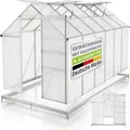 JUSKYS® Gewächshaus 7,2 m² - Aluminiumgestell & Stahlfundament, UV-beständig, abschließbare Schiebetür, belüftbare Dachfenster 61x57 cm