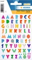HERMA Buchstaben Aufkleber Bunt, 62 Stück, selbstklebend, klein, 3D Kinder Alphabet Sticker Klebebuchstaben A-Z mit Muster zum Aufkleben DIY Basteln, mehrfarbig