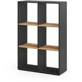 Vicco Bücherregal Karree, anthrazit / eiche, aus Holz, 6 Fächer, 72 x 108 x 29cm