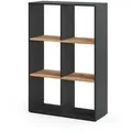 Vicco Raumteiler, Anthrazit, Honigeiche, Holzwerkstoff, 6 Fächer, Rechteckig, 72x107.8x29 cm, Wohnzimmer, Raumteiler & Paravents, Raumteiler