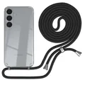 Handyhülle zum Umhängen für Samsung Galaxy S25 Plus Kordel Schwarz Clips Silber