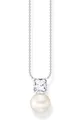 Thomas Sabo Damen Kette Perle mit weißem Stein silber, aus 925er Sterlingsilber, Süßwasserzuchtperle und weißer Zirkonia, Länge 45cm, KE2163-167-14-L45V