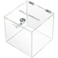 HMF 46919 Acryl Spendenbox mit Schloss, 15 x 15 x 15 cm, DIN A6, Transparent