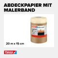 Malerabdeckpapier tesa Easy Cover 20m x 15cm mit Klebeband, Abdeckfolie