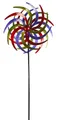 XXL Metall Doppel Windrad bunt Windspiel Gartendeko Balkon Terrasse 210x61cm