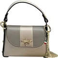 FLORENCE Umhängetasche Florence Tasche grau hellgrau Leder (Umhängetasche), Damen Umhängetasche Echtes Leder, grau, hellgrau ca. 14cm hoch