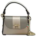 Florence Umhängetasche Biene Damen Handtasche Echtleder grau/hellgrau OTF833KK