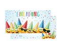 12 Einladungskarten Party Emoji, Geburtstagseinladung Kinder Smiley Emoji